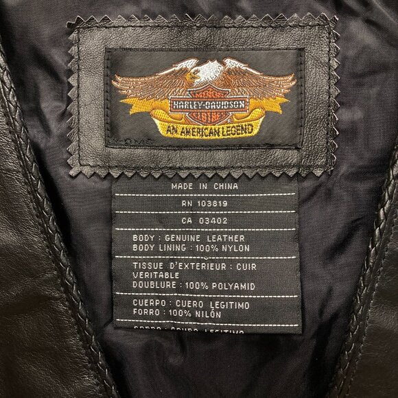 Harley Davidson Black Leather Biker Vest, Women's Large, Embroidered Logo, NEW - Picture 2 of 12